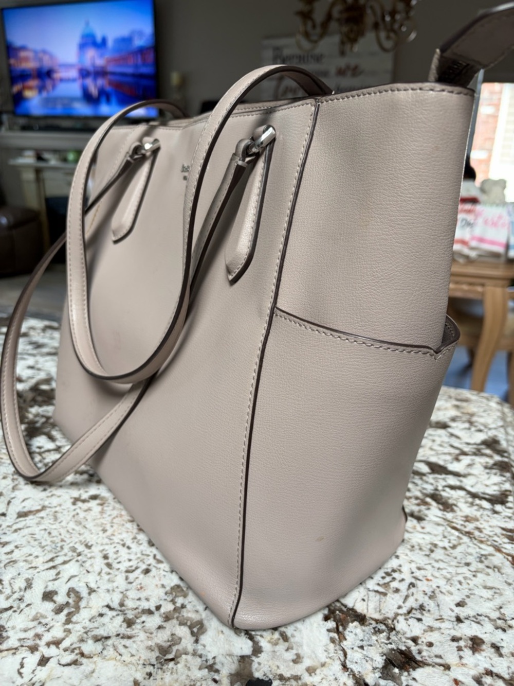 kate spade taupe blush leather tote